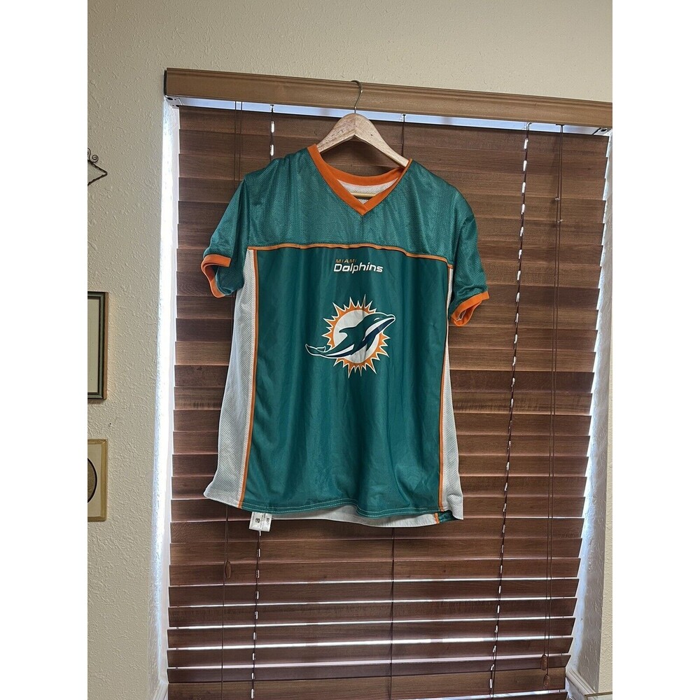 NFL DOLPHINS FLAG‎ FOOTBALL JERSEY Adult L REVERSIBLE Play60